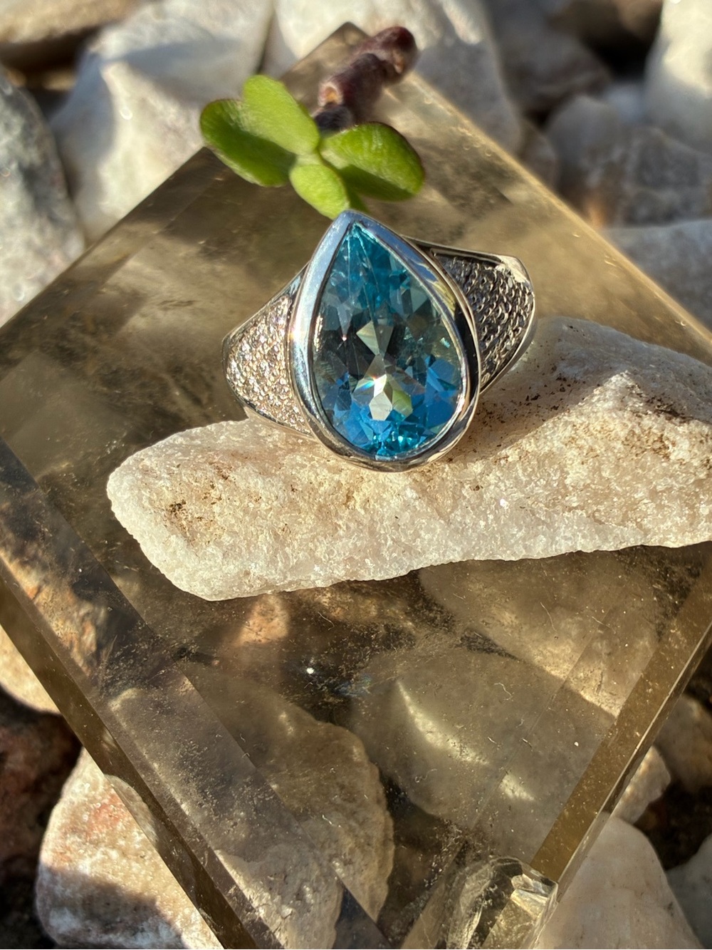 Blue Topaz Ring Solid Silver
